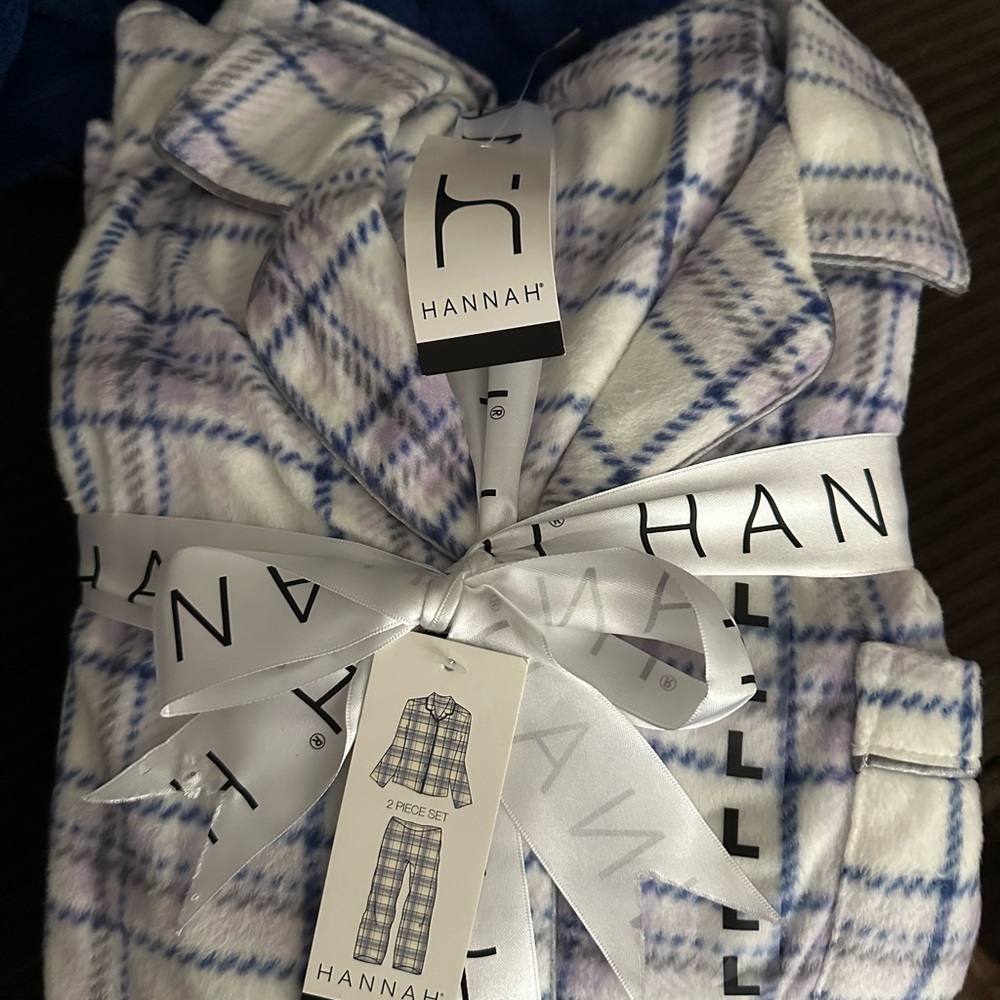 Hannah Checkered Pajama Set in Gray and Blue